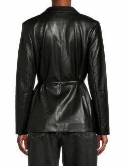 Women 7 For All Mankind Vegan Leather Tie Jacket