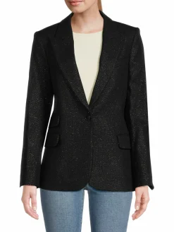 Women Zadig & Voltaire Venus Sparkle Metallic Wool Blend Blazer