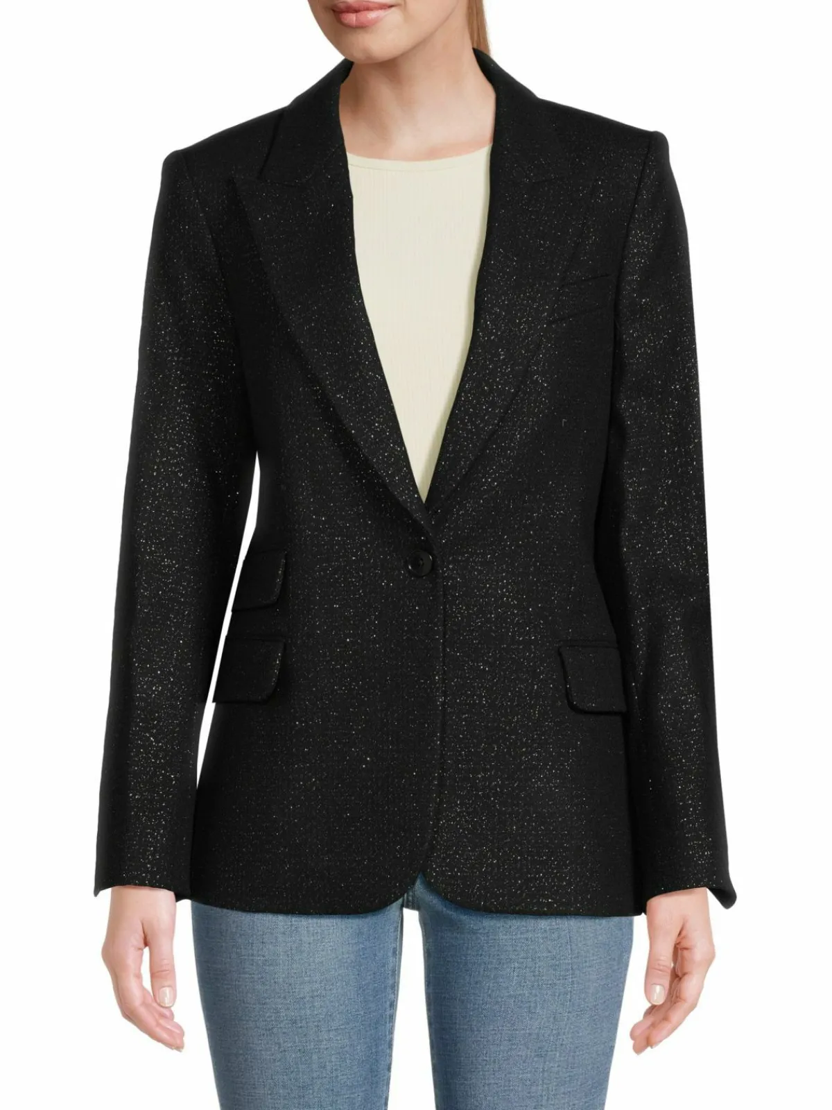 Women Zadig & Voltaire Venus Sparkle Metallic Wool Blend Blazer