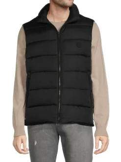 The Recycled Planet Coats & Jackets|Victor Quilted Zip Puffer Vest Black