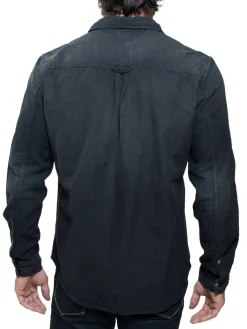 Stitch Linen|Vintage Washed Linen Blend Button Down Shirt Black