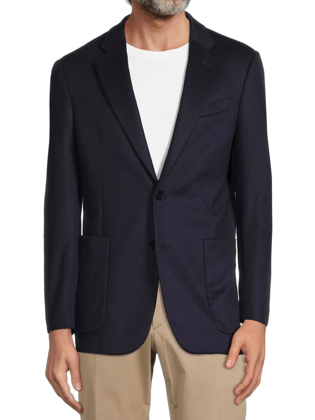 Armani Collezioni Cashmere|Virgin Wool & Cashmere Blazer Solid Blue