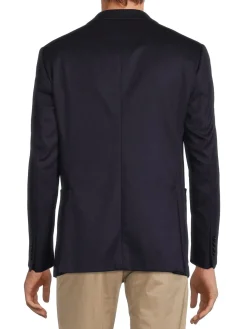 Armani Collezioni Cashmere|Virgin Wool & Cashmere Blazer Solid Blue