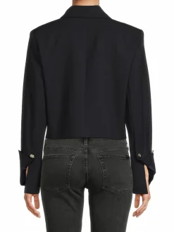 Women TWP Virgin Wool Solid Cropped Blazer