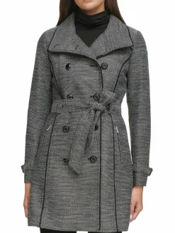 Women Guess Water Resistant Belted Double Breasted Trench Coat