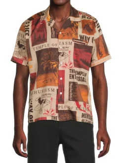 Deus Ex Machina Casual Button-Down Shirts|Way Off Print Camp Shirt