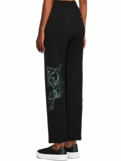 Women Plein Sport Wide Leg Logo Sweatpants