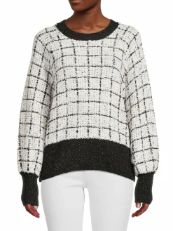 Women Karl Lagerfeld Paris Windowpane Tweed Sweater