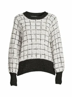 Women Karl Lagerfeld Paris Windowpane Tweed Sweater