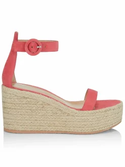 Gianvito Rossi Women's Portofino Suede Platform Wedge Espadrille Sandals
