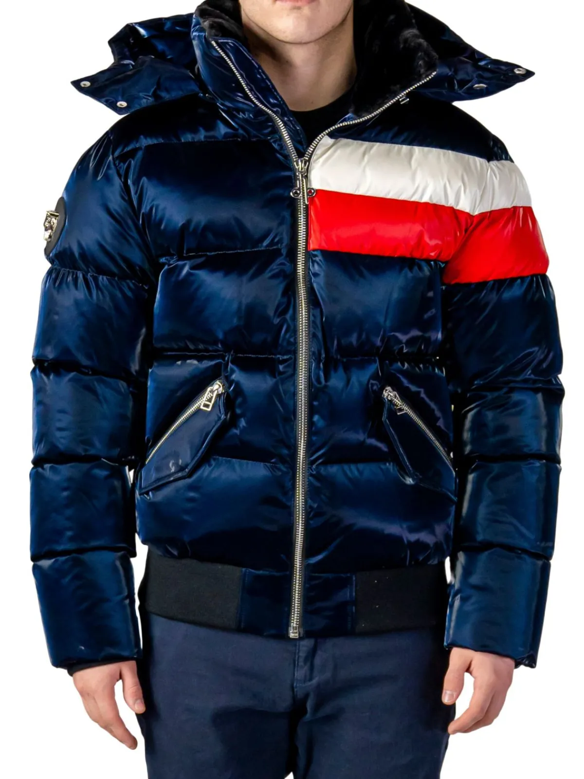Woodpecker Coats & Jackets|Woody Hooded Bomber Puffer Jacket Blue Red Winged