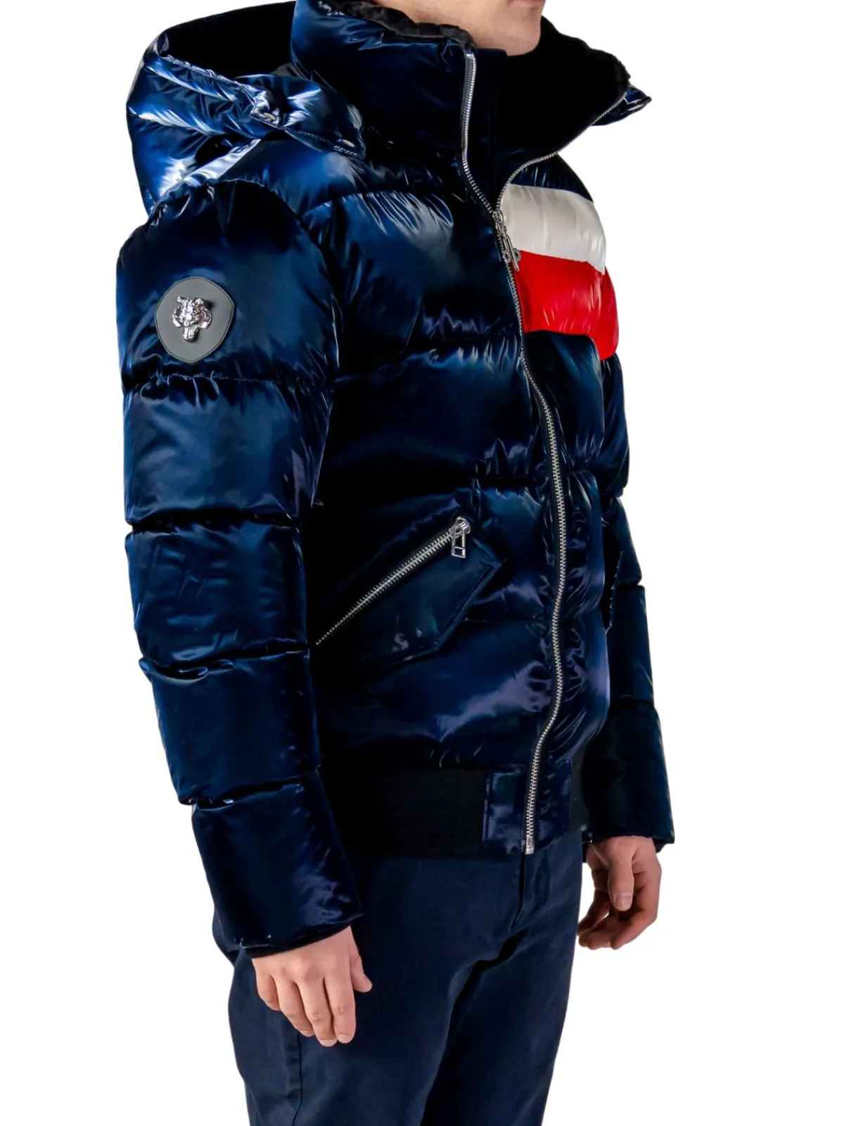 Woodpecker Coats & Jackets|Woody Hooded Bomber Puffer Jacket Blue Red Winged