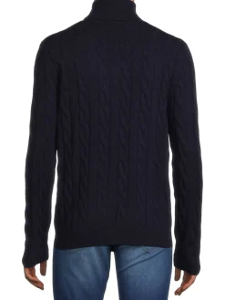 Malo Sweaters|Wool & Cashmere Cable Knit Sweater Blue