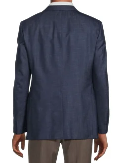 Samuelsohn Blazers & Sportcoats|Wool & Silk Blend Solid Sportcoat Navy