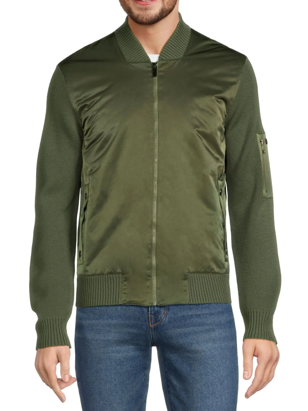 ZEGNA Coats & Jackets|Wool Blend Bomber Jacket Olive