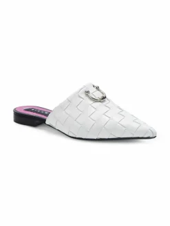 John Richmond Woven Leather Pointed Toe Mules