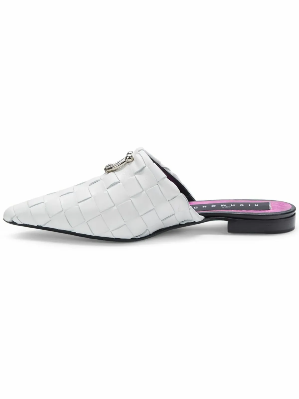 John Richmond Woven Leather Pointed Toe Mules