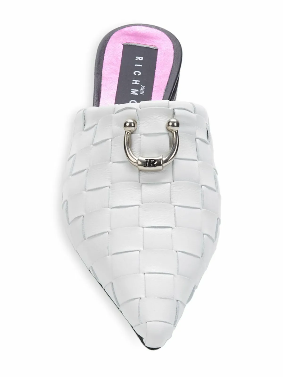John Richmond Woven Leather Pointed Toe Mules