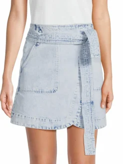 Women Avantlook Wrap Mini Denim Skirt