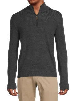 Bruno Magli Sweaters|Zip Front Wool Pullover